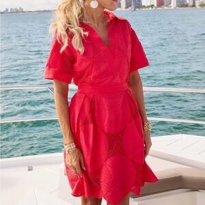 Fore 100% Cotton Netted Detail Above Knee Dress Size S Summer, Spring